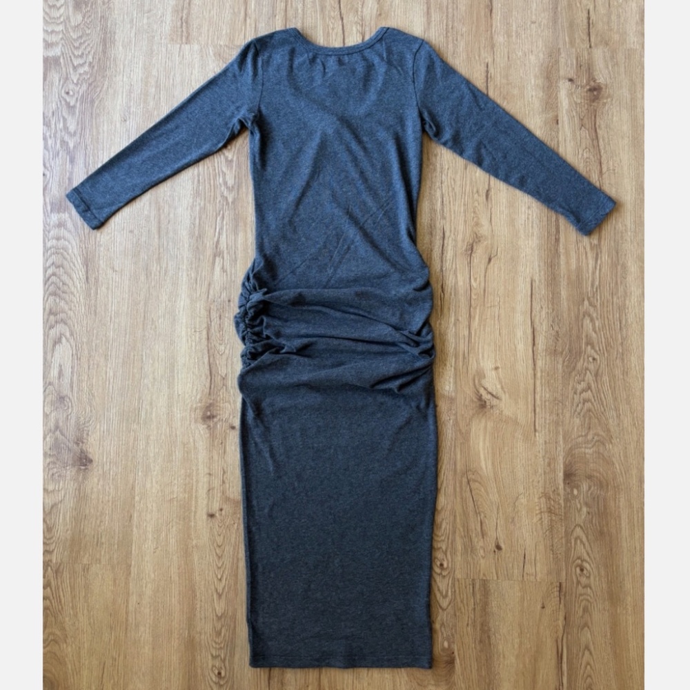 ★NWT JAMES PERSE Open Back Ruched cotton-blend jersey midi dress Gray Size1★